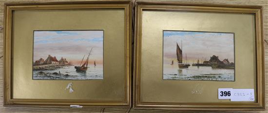 H. H. Bingley, pair of watercolours, Fishing boats in harbour, signed and dated 1917, 10 x 15cm